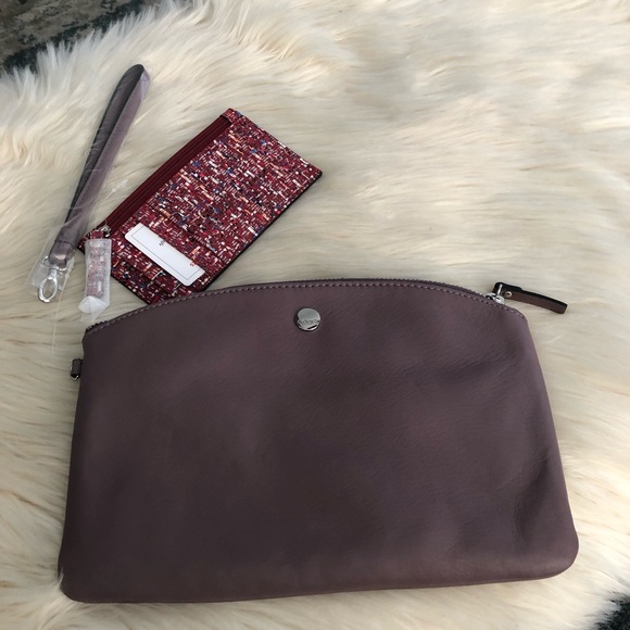 Lodis Handbags - NWT Lodis purple leather wristlet with card case wallet